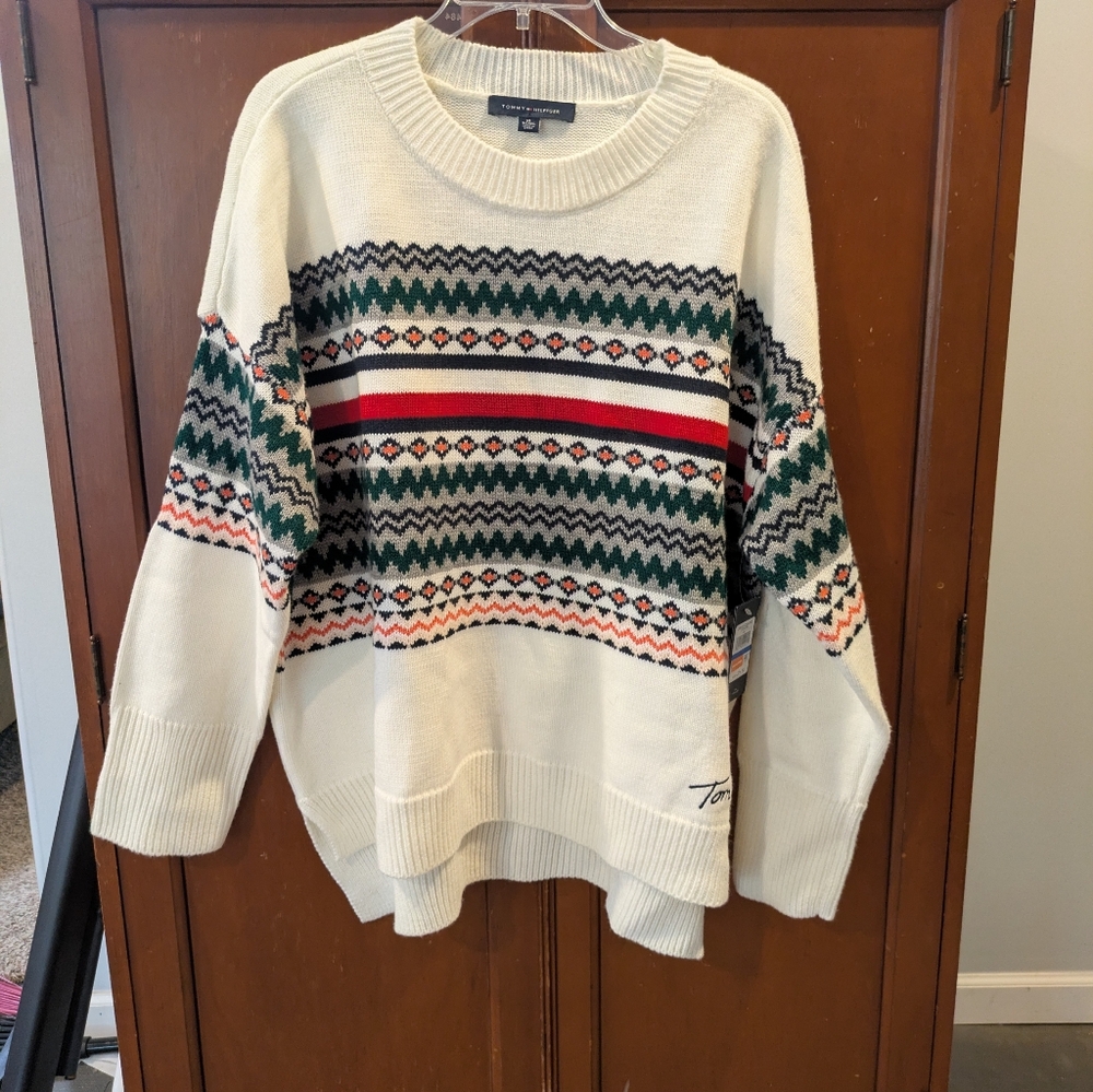 NWT TOMMY HILFIGER Fair Isle Crewneck Sweater - Picture 2 of 6